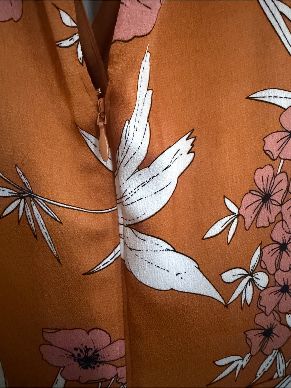 Express Rust Floral Wrap Mini Dress with Pink Blooms - Picture 5 of 5